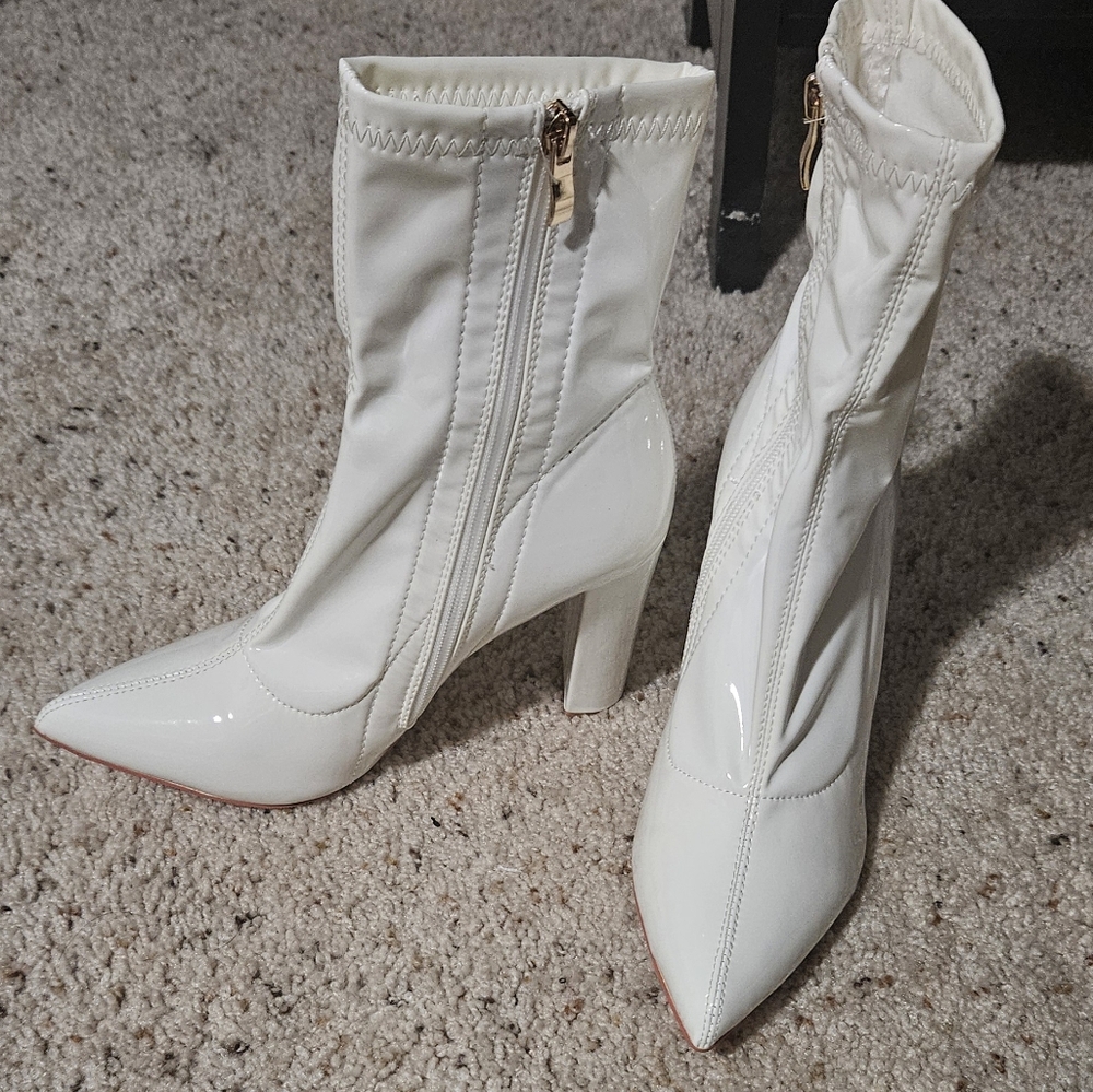 White ankle boots